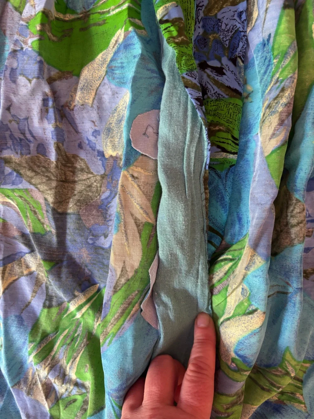 Vintage Lyceene Floral Button-Down Midi Skirt Blue Green M Resort Maximalist
